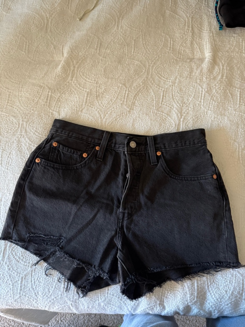 Levi's Black High-Rise Denim Cutoff Shorts